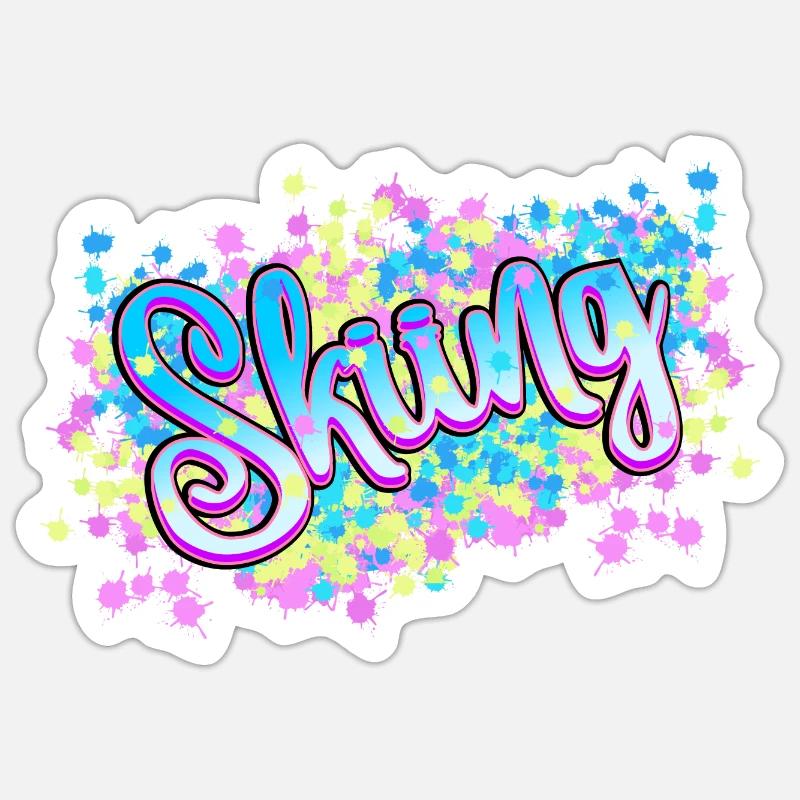 Skiing - Sticker size S (10 x 10 cm) - white matte
