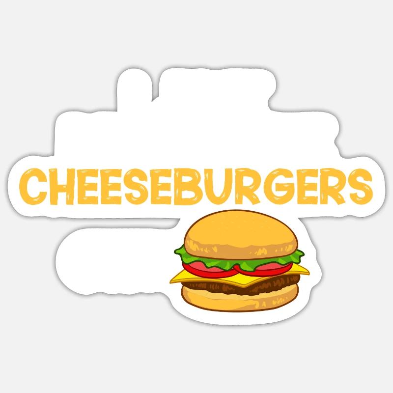 Cheeseburger Cheese Sandwich Hamburger - Sticker taille S (10 x 10 cm) - blanc mat