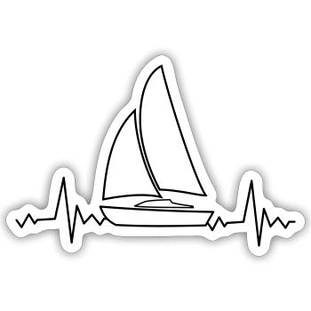 sailboat heatbeat - Sticker Größe S (10 x 10 cm) - Mattweiß - Vorne
