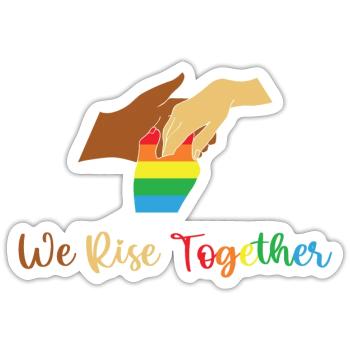 LBGT Flag Gay Pride Human We rise togheter - Sticker size S (10 x 10 cm) - white matte - Front