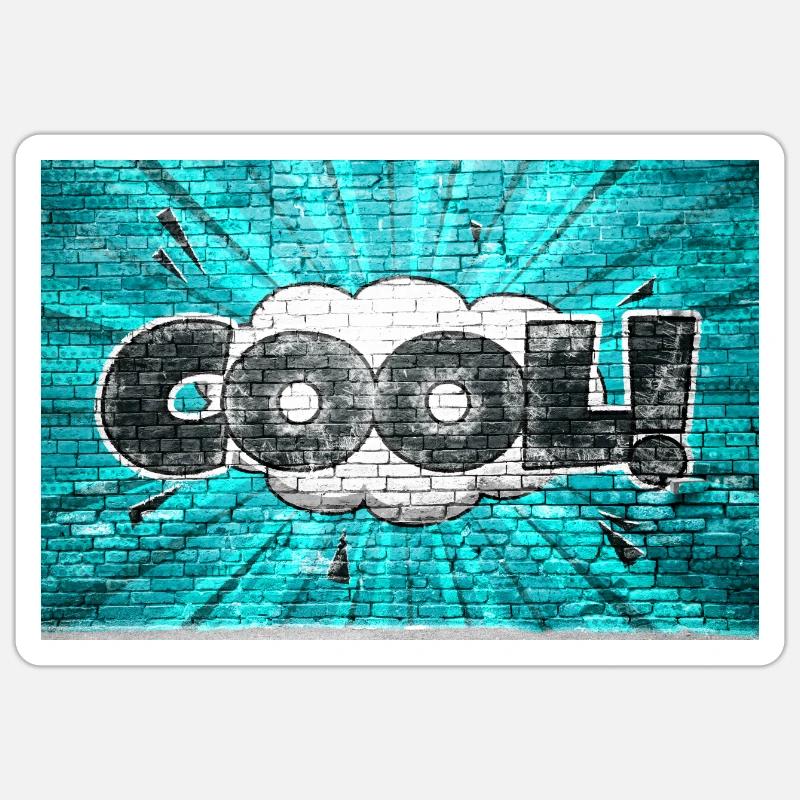 cool Comic Style Bubble Graffiti Lettering sur Bric Sticker taille S (10 x 10 cm)