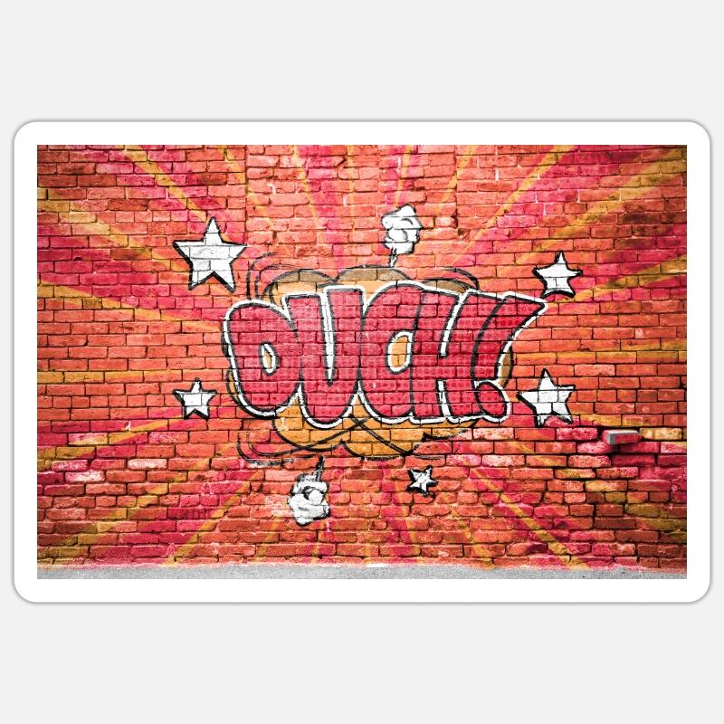 Aïe! Style bande dessinée Bubble Graffiti Lettrage Sticker taille S (10 x 10 cm)