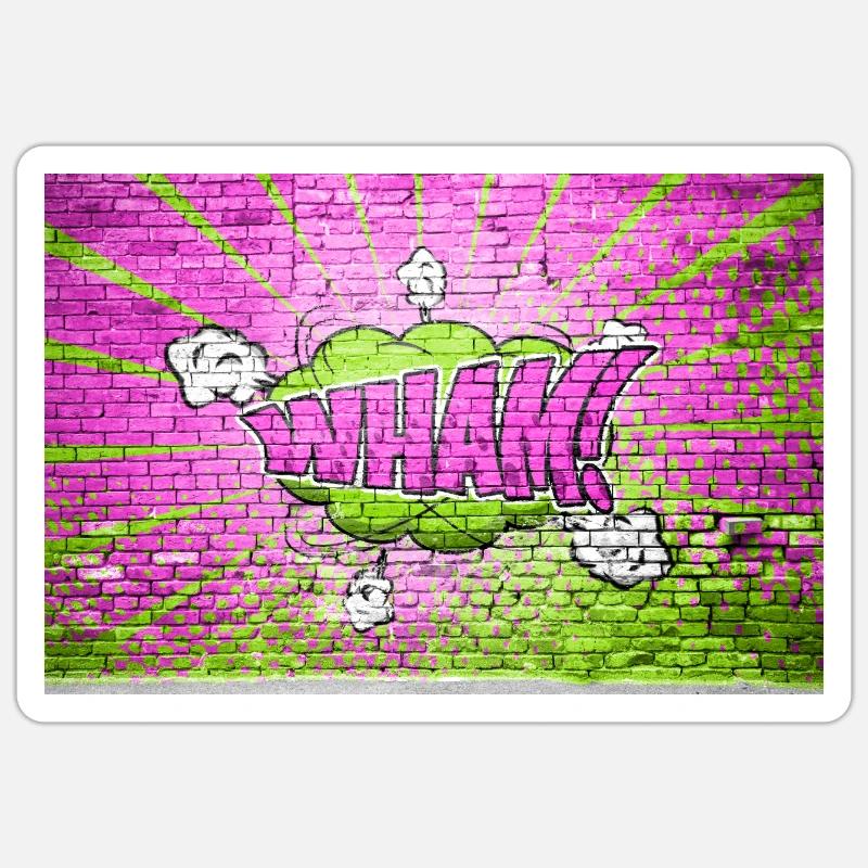 Wham! Comic Style Bubble Graffiti Lettering on Bri Sticker size S (10 x 10 cm)
