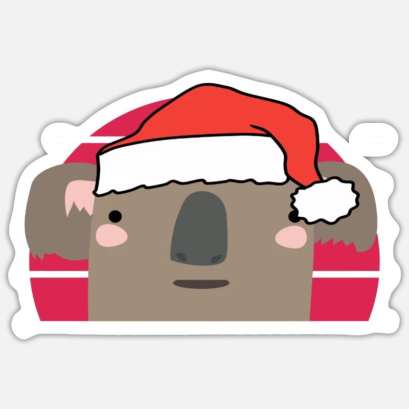 Koala de Noël - Sticker taille S (10 x 10 cm) - blanc mat