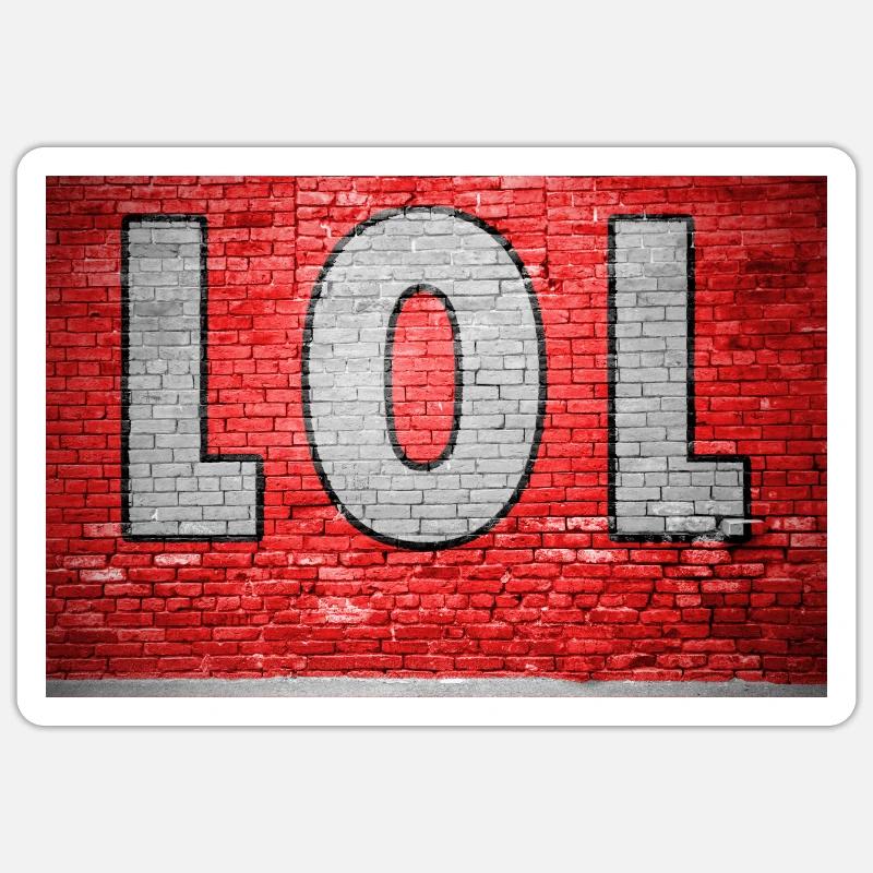 Lol Brick Wall Graffiti - Sticker size S (10 x 10 cm) - white matte