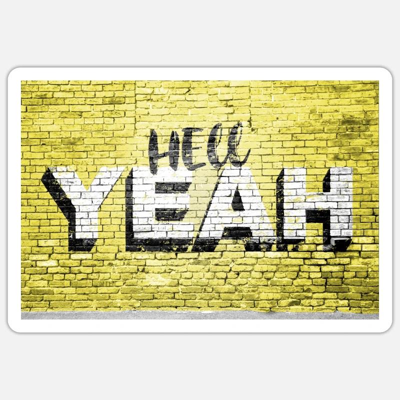 Yeah Ziegelsteinmauer Graffiti Sticker Größe S (10 x 10 cm)