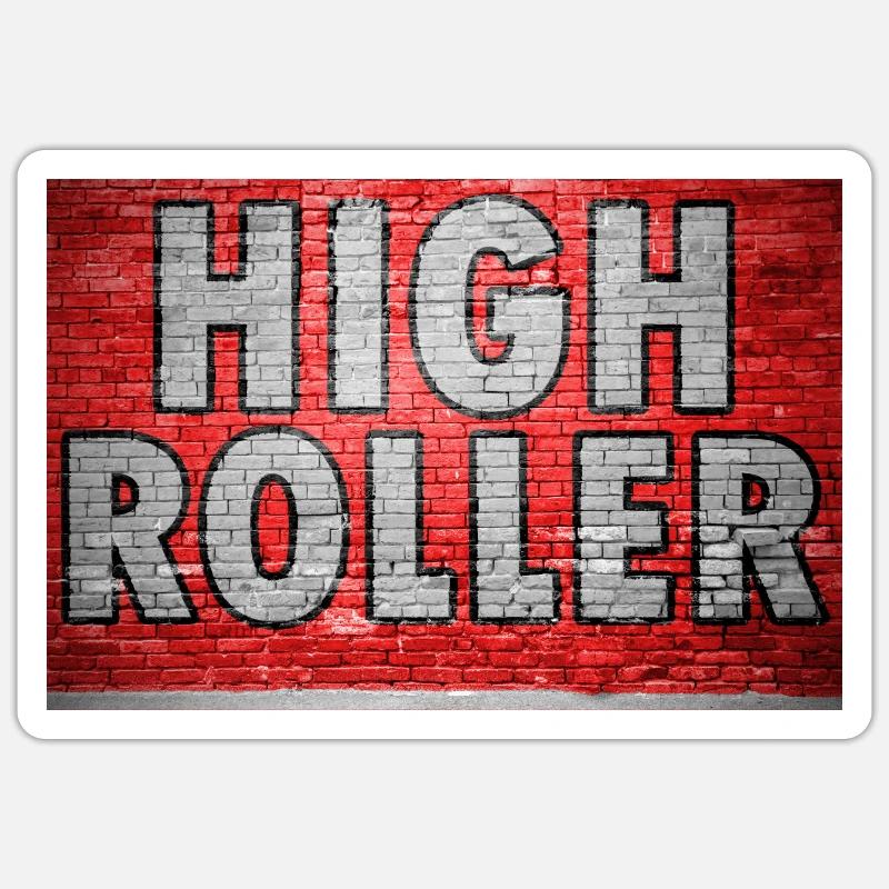 High Roller Ziegelsteinmauer Graffiti Sticker Größe S (10 x 10 cm)