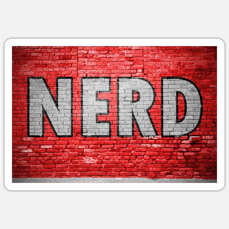 Graffiti de nerd sur un mur de briques Sticker taille S (10 x 10 cm)