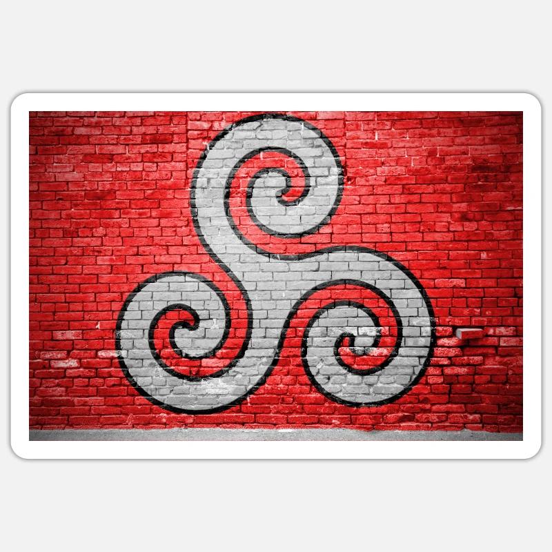 Triskele BDSM Brick Wall Graffiti - Sticker size S (10 x 10 cm) - white matte
