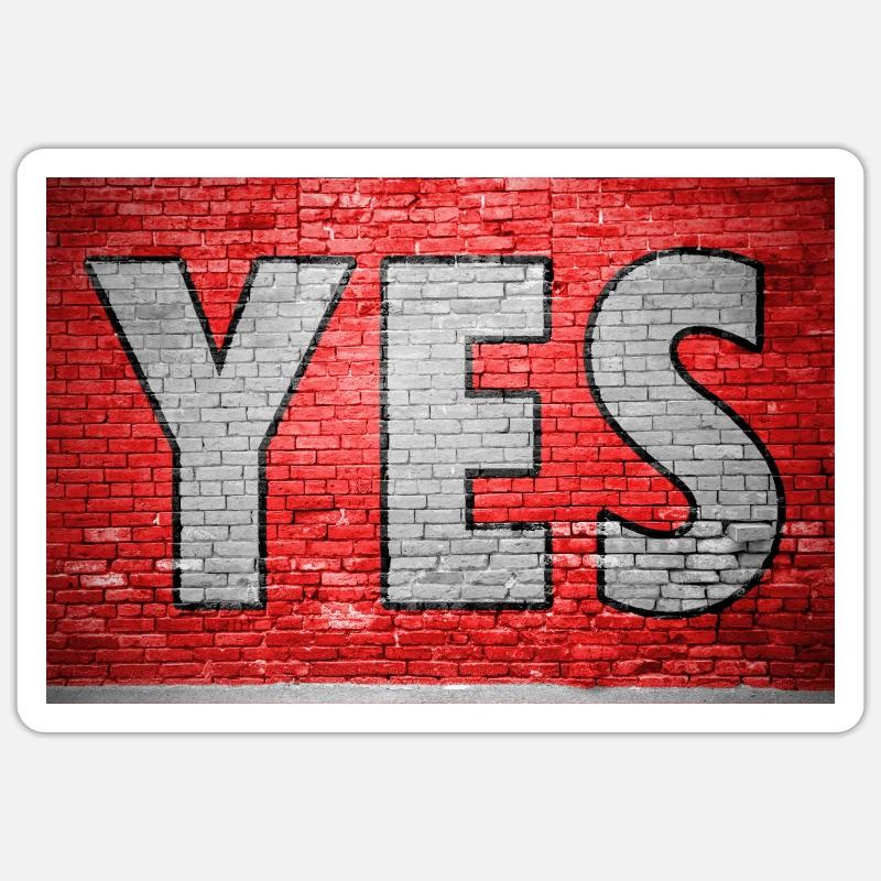Oui Graffiti de mur de briques Sticker taille S (10 x 10 cm)