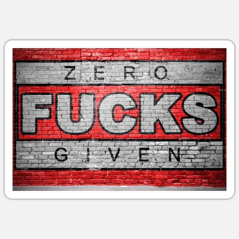 Zero Fucks Given Ziegelsteinmauer Graffiti Sticker Größe S (10 x 10 cm)