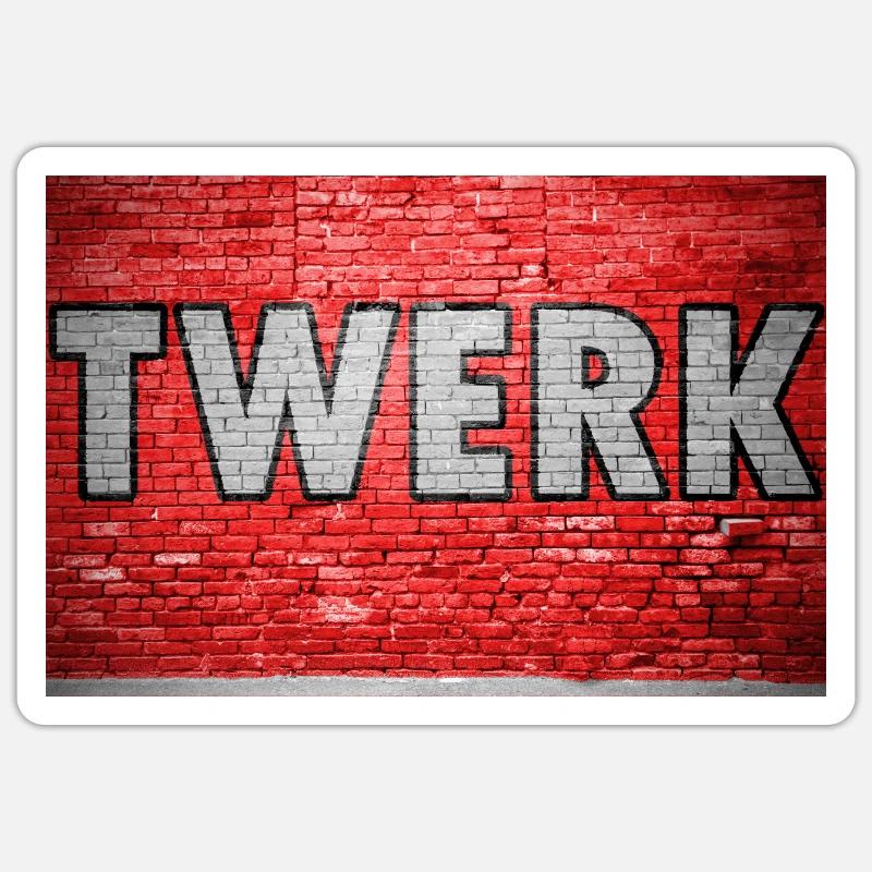 Twerk Brick Wall Graffiti - Sticker taille S (10 x 10 cm) - blanc mat