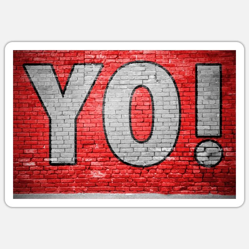 Yo! Brick Wall Graffiti - Sticker size S (10 x 10 cm) - white matte