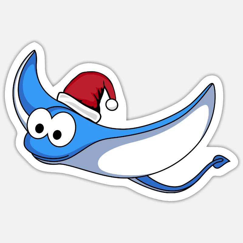 Rochen Comic Weihnachten Sticker Größe S (10 x 10 cm)
