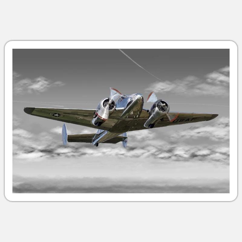 Beechcraft 18 - Sticker size S (10 x 10 cm) - white matte