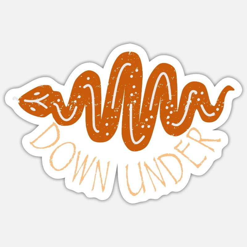 Australie Down Under Snake - Sticker taille S (10 x 10 cm) - blanc mat