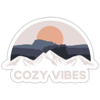 Autumn funny quote Cosy vibes blue-green brave - Sticker size S (10 x 10 cm) - white matte - Front