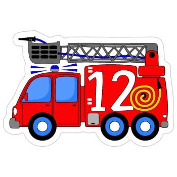 Fire engine 12th birthday children - Sticker size S (10 x 10 cm) - white matte - Front