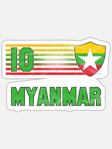 Myanmar Fußball Mannschaft - Sticker Größe S (10 x 10 cm) - Mattweiß