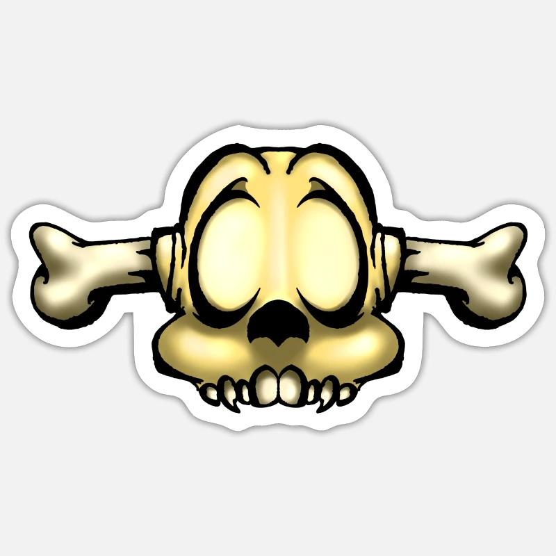 Schädel. Schädel mit Knochen durch den Kopf. Sticker Größe S (10 x 10 cm)