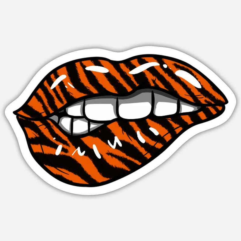 Lèvres de tigre - Sticker taille S (10 x 10 cm) - blanc mat