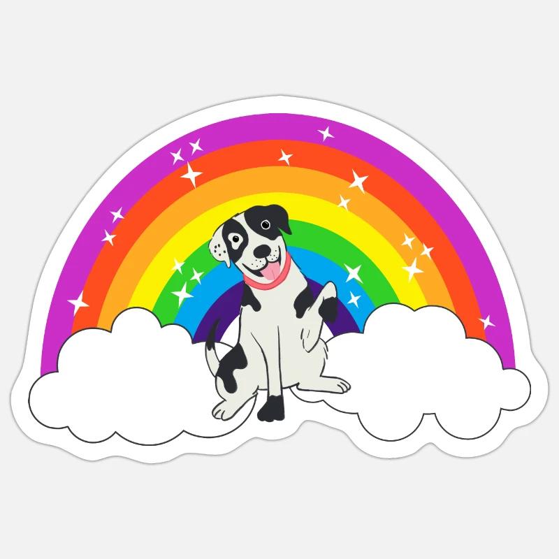 Kidcore Regenbogen Dalmatiner Wolken Geschenk Idee - Sticker Größe S (10 x 10 cm) - Mattweiß