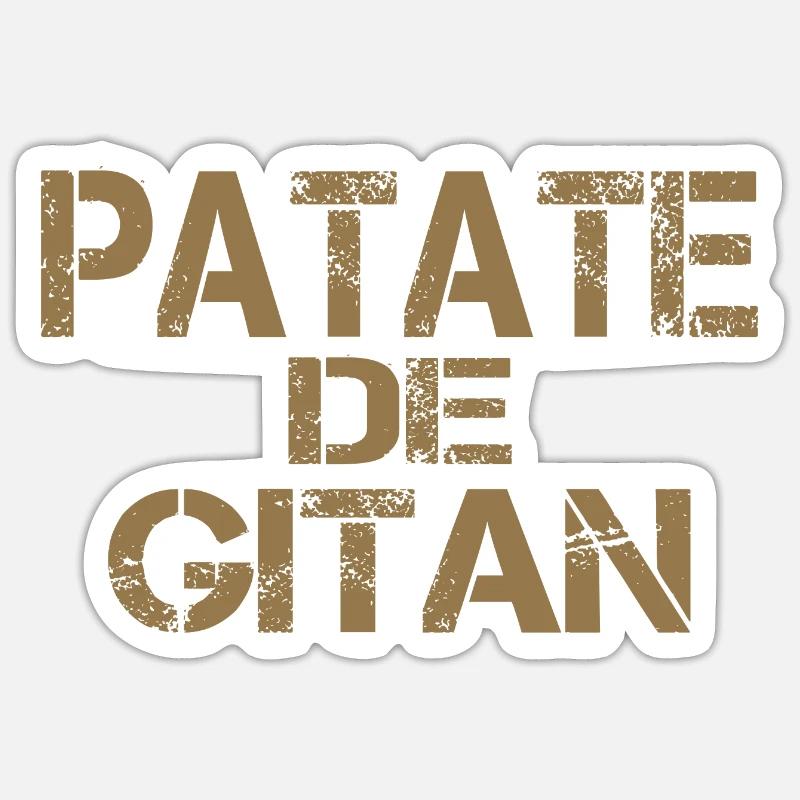 Patate GITAN ocre - Sticker taille S (10 x 10 cm) - blanc mat