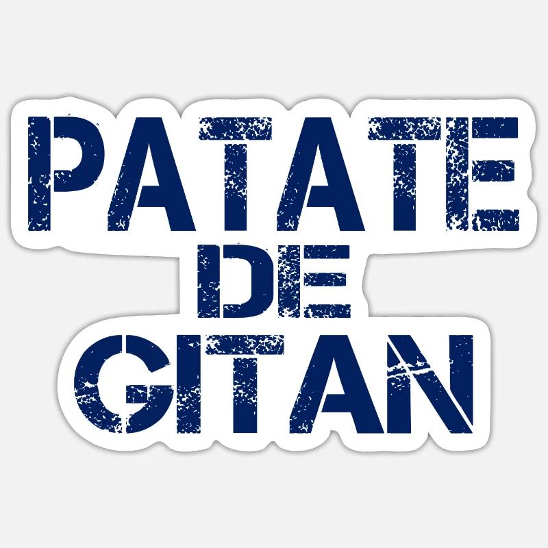 Patate GITAN bleu - Sticker taille S (10 x 10 cm) - blanc mat