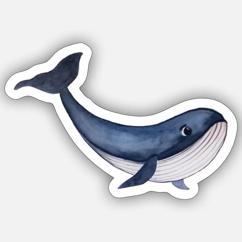 Baleine mignonne et amicale - Sticker taille S (10 x 10 cm) - blanc mat