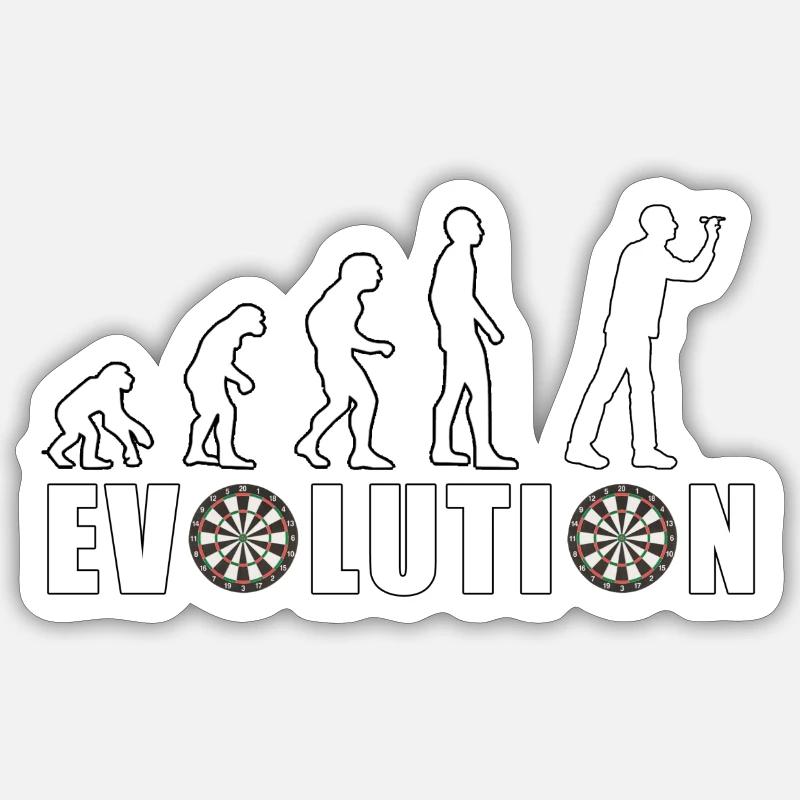 EVOLUTION DARTS Spiel Pfeil Dartscheibe Geschenk - Sticker Größe S (10 x 10 cm) - Mattweiß
