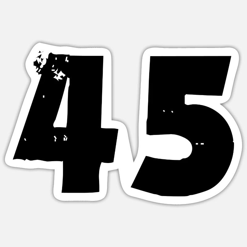 45 number - Sticker size S (10 x 10 cm) - white matte
