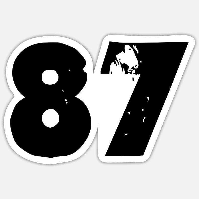 Numéro 87 - Sticker taille S (10 x 10 cm) - blanc mat