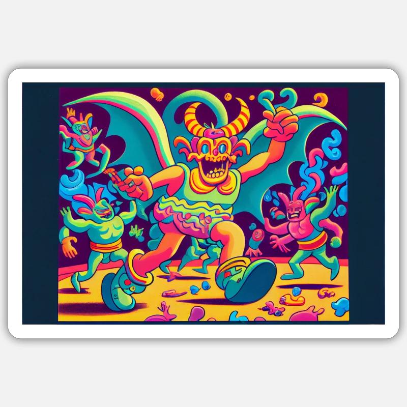 Demons with candy - Sticker size S (10 x 10 cm) - white matte