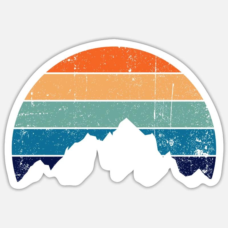Retro Mountain Sunset Gradient - Sticker Größe S (10 x 10 cm) - Mattweiß
