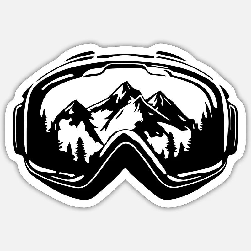Ski Goggles Mountain Slope - Sticker size S (10 x 10 cm) - white matte
