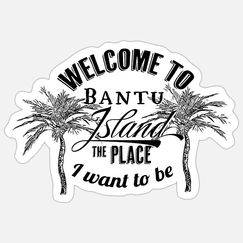 Île bantoue - Sticker taille S (10 x 10 cm) - blanc mat