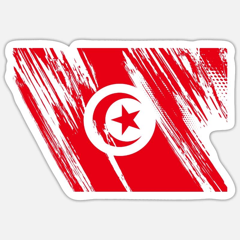 Drapeau de la Tunisie - Sticker taille S (10 x 10 cm) - blanc mat