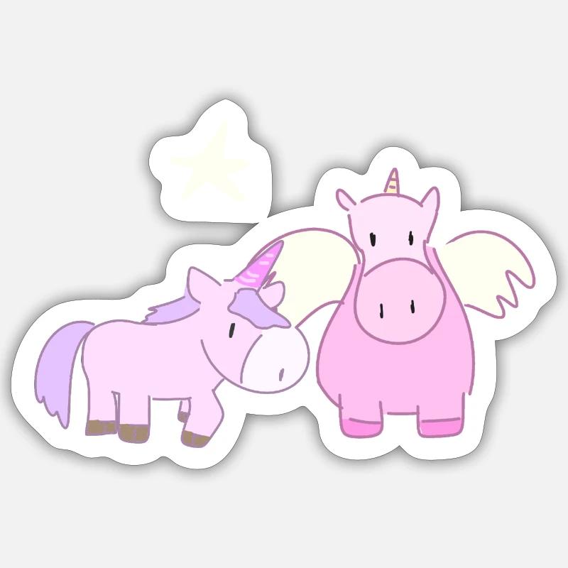 Einhorn Tier Symbol Cartoon Einhörner - Sticker Größe S (10 x 10 cm) - Mattweiß