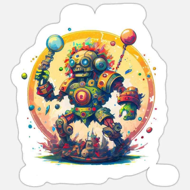 Crazy Inca robot - Sticker size S (10 x 10 cm) - white matte
