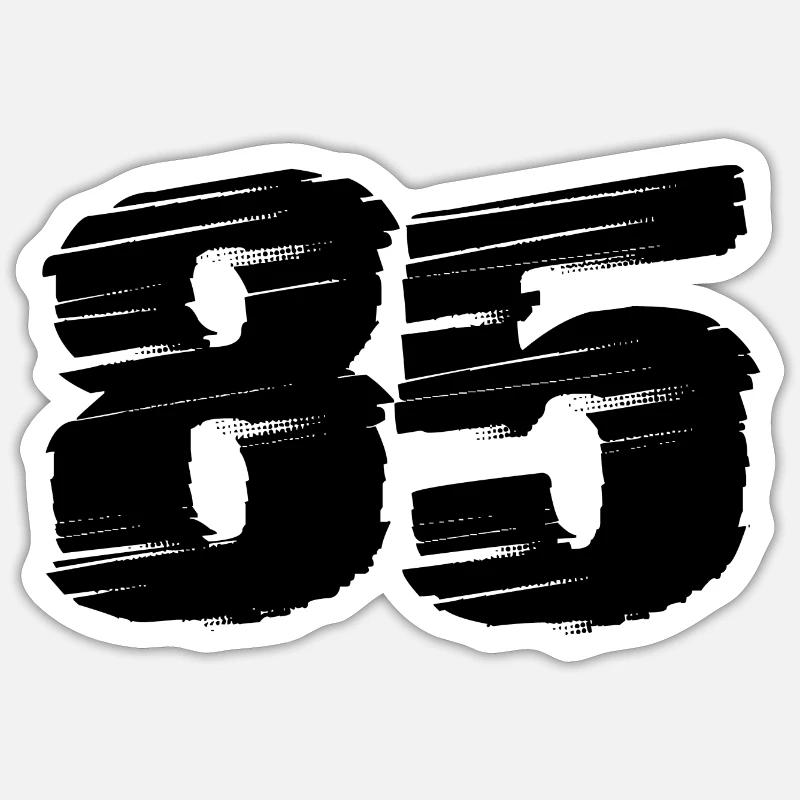 85 Number jersey - Sticker size S (10 x 10 cm) - white matte