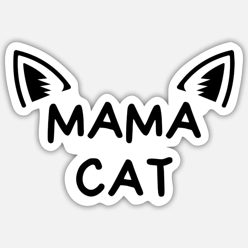 Maman Chat - Sticker taille S (10 x 10 cm) - blanc mat