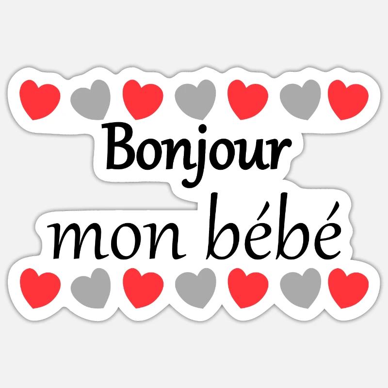 Bonjour mon bébé - Sticker taille S (10 x 10 cm) - blanc mat