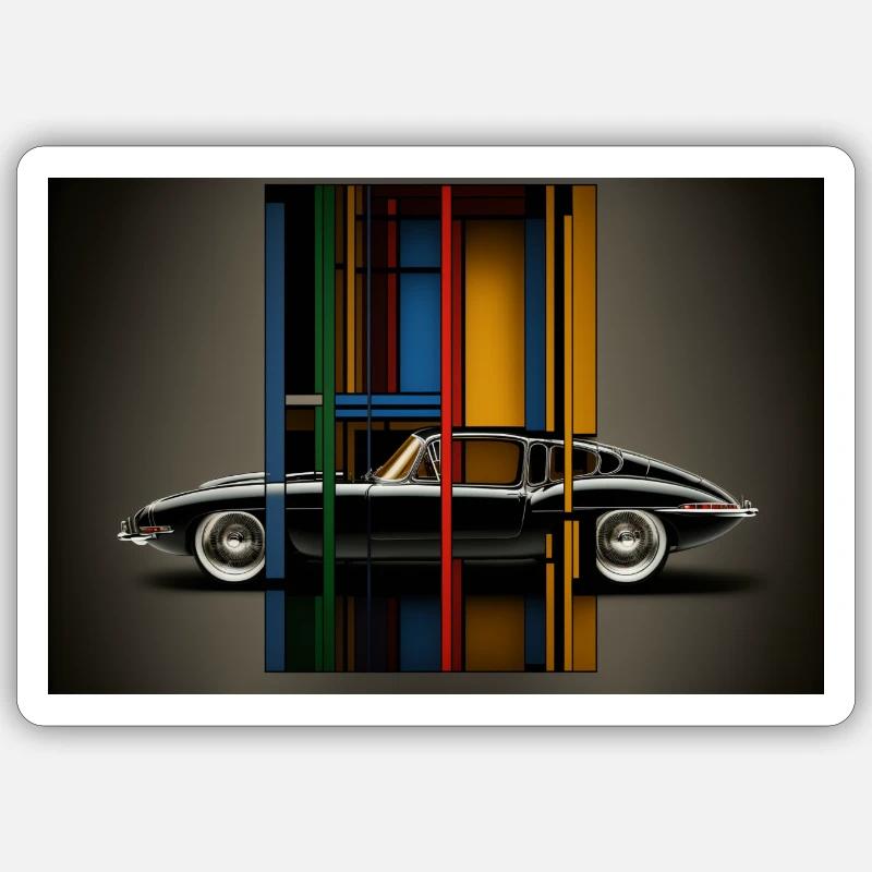 Jaguar E-Type. Die Legende abstrakt & stylish - Sticker Größe S (10 x 10 cm) - Mattweiß