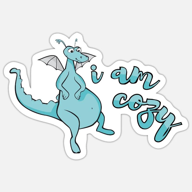 Dragon douillet - Sticker taille S (10 x 10 cm) - blanc mat