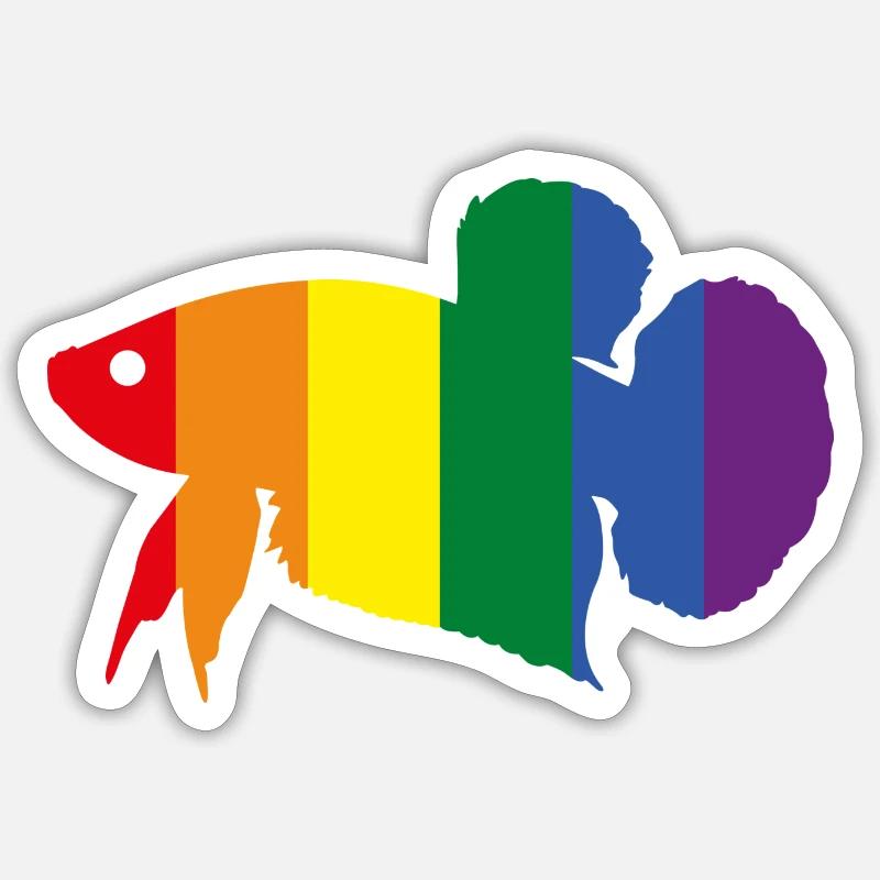 Rainbow Betta - LGBTQ Kampffisch Betta Fish Pride Sticker Größe S (10 x 10 cm)