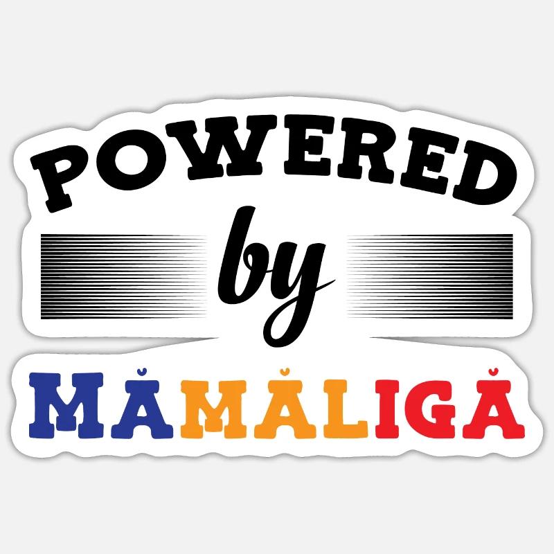Propulsé par Mamaliga - Sticker taille S (10 x 10 cm) - blanc mat