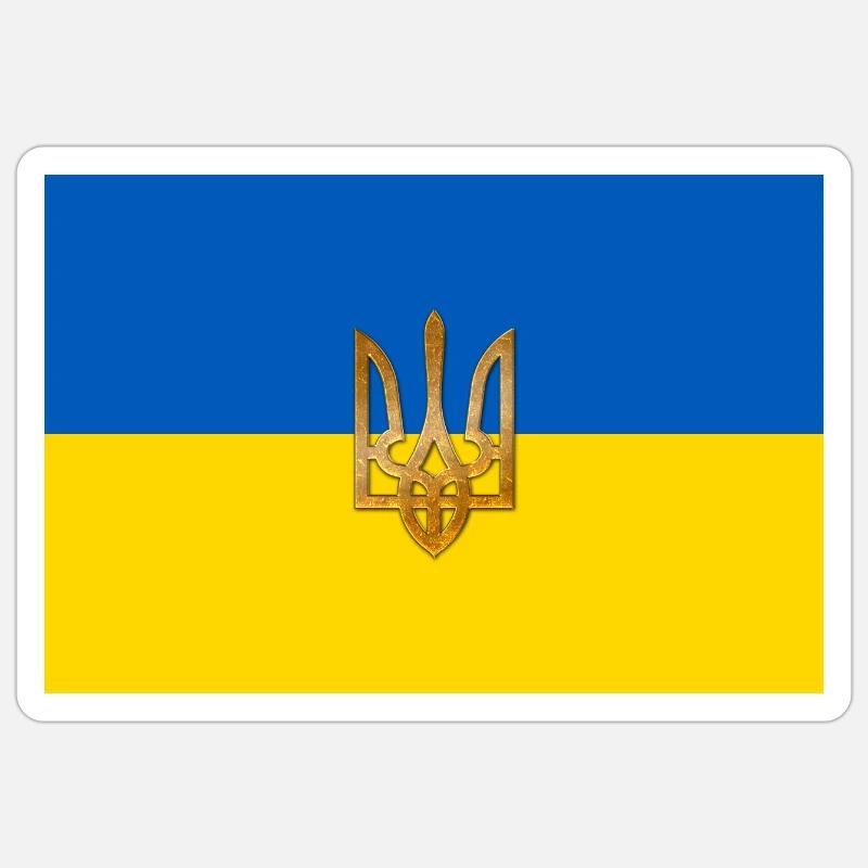 Drapeau de l’Ukraine - Sticker taille S (10 x 10 cm) - blanc mat