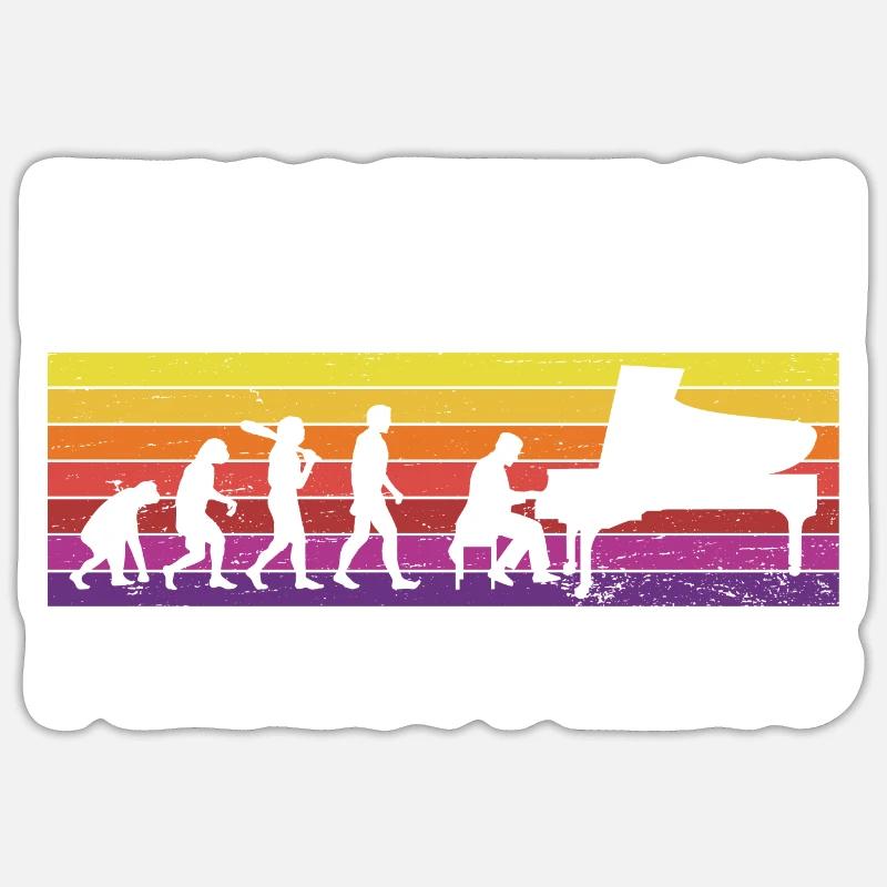 Evolution Piano Musicien Clavier Orchestre - Sticker taille S (10 x 10 cm) - blanc mat