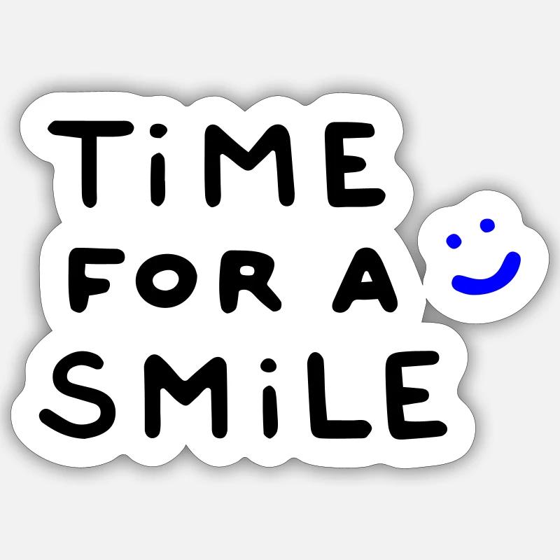C’est l’heure d’un sourire - Sticker taille S (10 x 10 cm) - blanc mat