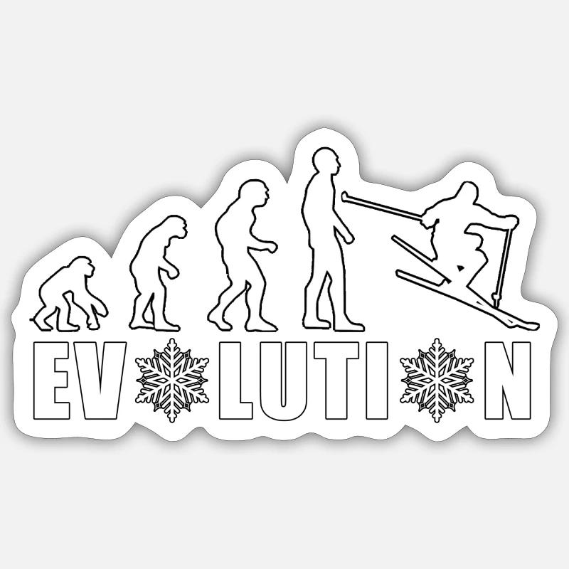 EVOLUTION Ski Winter Geschenk Weihnachtsgeschenk Sticker Größe S (10 x 10 cm)